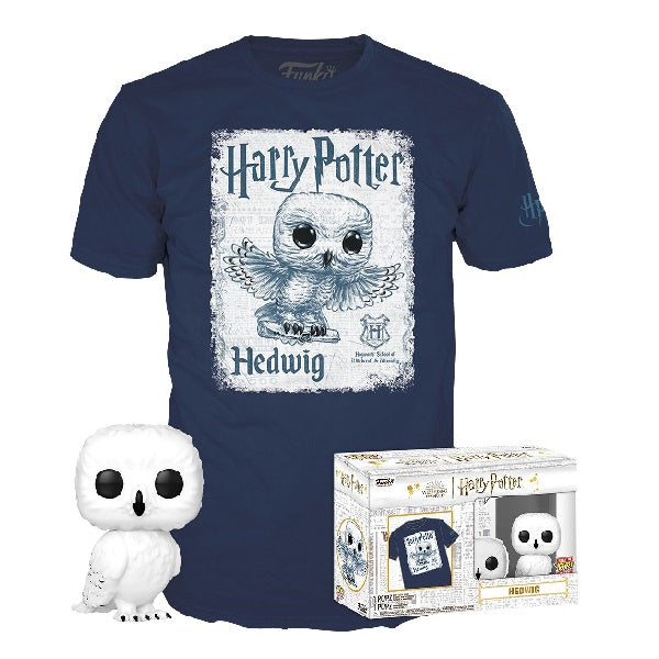 Confezione originale Funko con loghi Tees Harry Potter Hedwig colori bianco nero blu