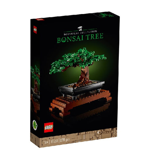 confezione nera originale lego con logo. Albero bonsai serie creator expert, colore verde e marrone.