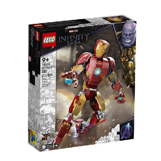 Confezione originale Lego Marvel Infinity Saga con figura Iron Man. Colore rosso e oro.