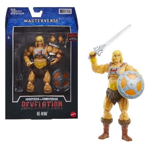 Confezione originale Mattel con loghi Masterverse Masters Of The Universe Revelation He-man colori marrone grigio giallo