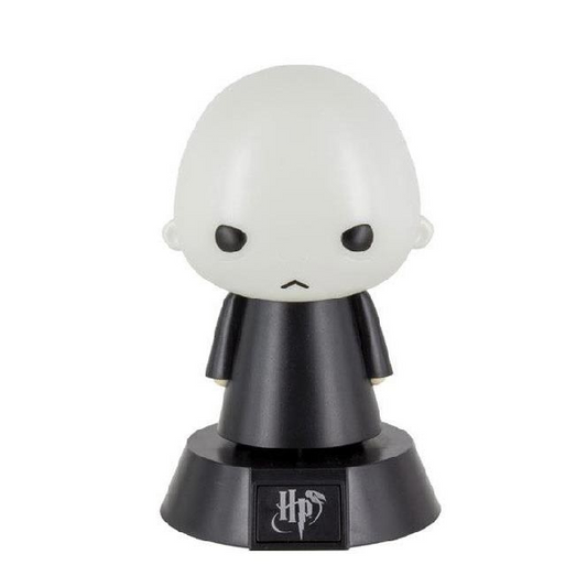 Mini lampada Paladone a forma di personaggio stilizzato Voldemort della saga Harry Potter, con logo ufficiale sulla base.