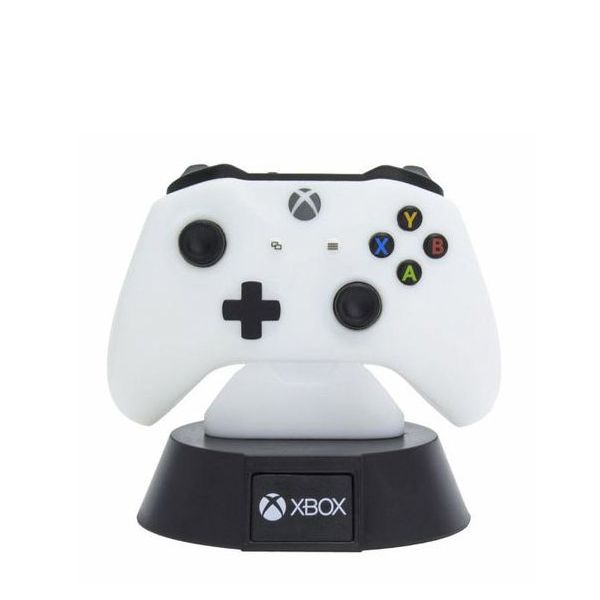 Mini lampada a forma di controller xbox one bianco, con logo ufficiale sulla base.