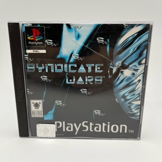 logo Syndicate Wars su sfondo nero ed azzurro