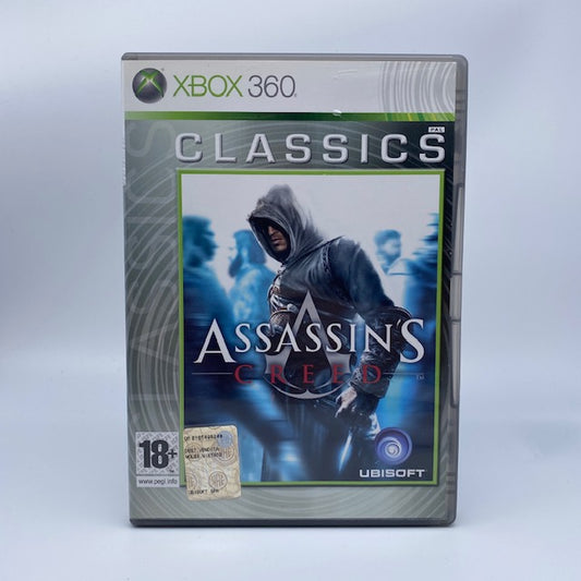 Assassin's Creed Classics X360 Xbox 360 Ubisoft Pal Ita, copertina con personaggio in primo piano tra personaggi sfocati, bianchi e blu
