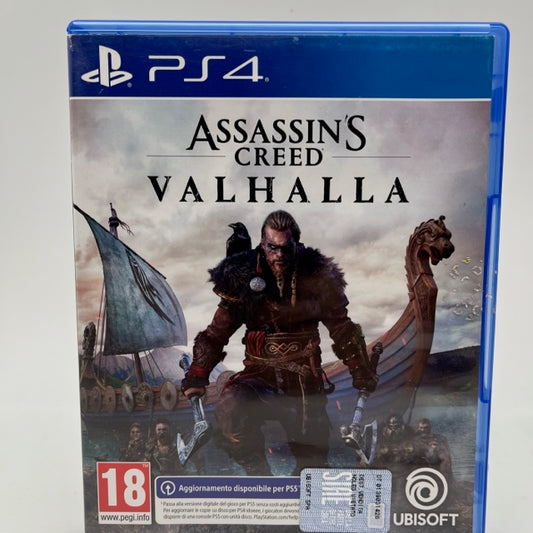 Assassins Creed Valhalla PS4 Playstation 4 Pal Ita, eivor vichingo in copertina con alle spalle nave vichinga