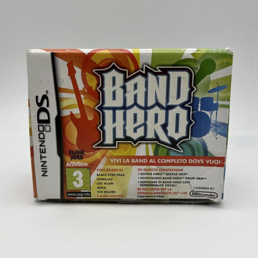Band Hero Nintendo DS NDS PAl Ita strumenti musicali su sfondo arancione verde azzurro