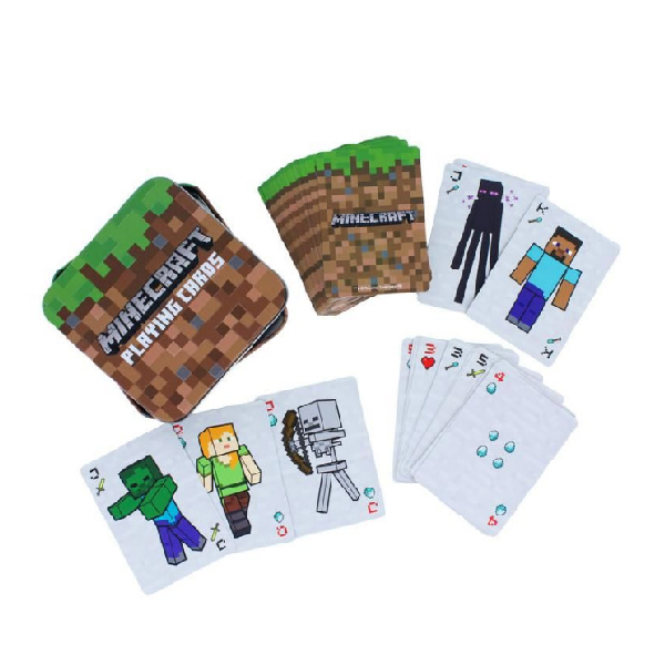 carte da gioco con immagini e loghi di Minecraft.