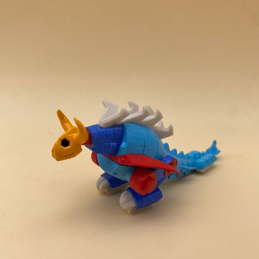 Daiku Maryu  Gaiking Minifigure Bandai, altezza 5cm, lunghezza 12cm, robot anni 80, blu,rosso,giallo,azzurro e grigio, forma dinosauro