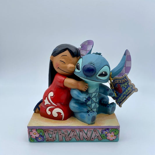 statuina lilo & stitch disney stile a mano resina blu e rosso haway