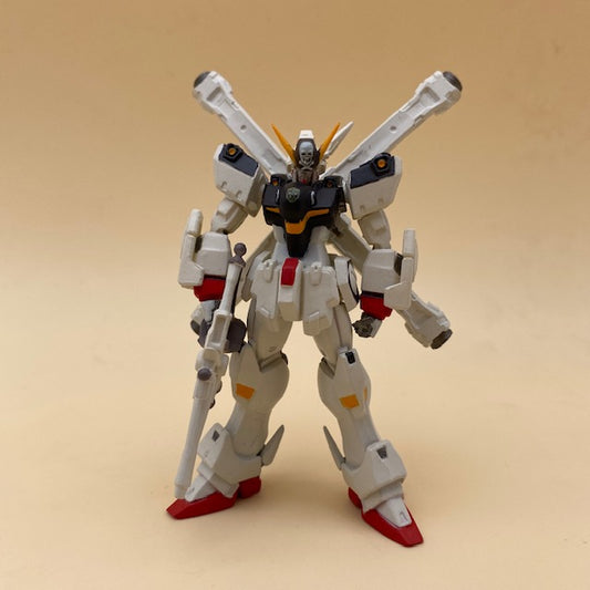 Gundam X1 Crossbone Bandai Minifigure 10cm con arma, robot bianco con dettagli rossi, neri e gialli