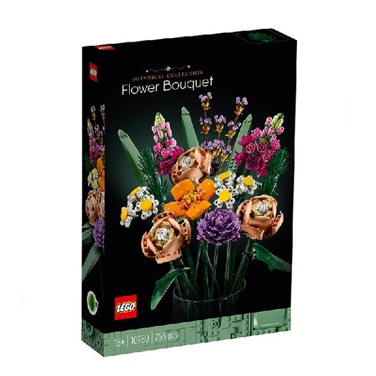 Confezione originale Lego botanical collection nera, soggetto boquet di fiori muticolore, loghi ufficiali
