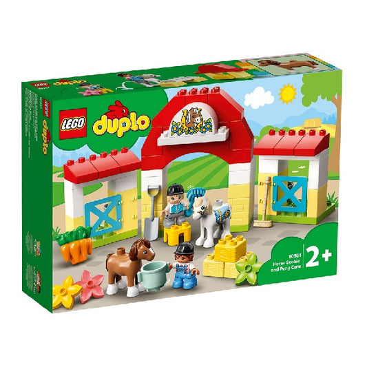 Confezione originale Lego con loghi Duplo maneggio cavalli colori verde rosso azzurro