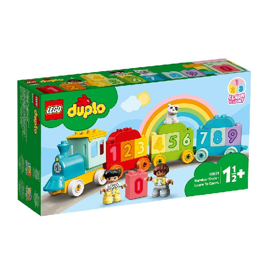 Confezione originale Lego con loghi Duplo treno numeri impara contare colori verde azzurro rosso arcobaleno