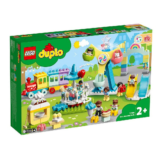Confezione originale Lego con loghi Duplo parco dei divertimenti colori verde giallo azzurro