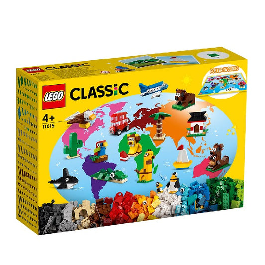 Confezione originale Lego con loghi classic giro del mondo animali colori rosso giallo azzurro