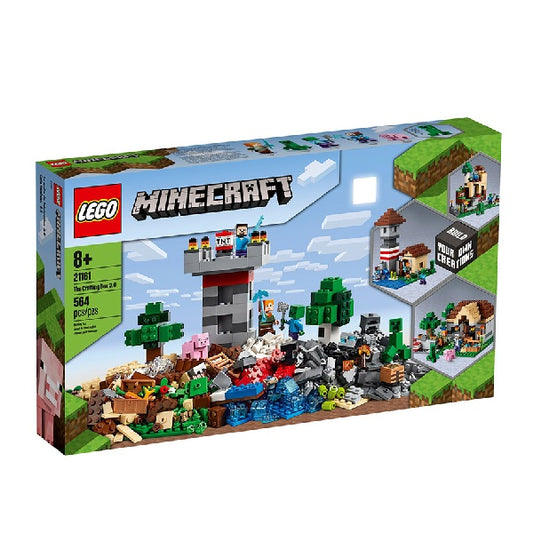Confezione originale Lego con loghi minecraft crafting box 3.0 colori azzurro verde grigio blu