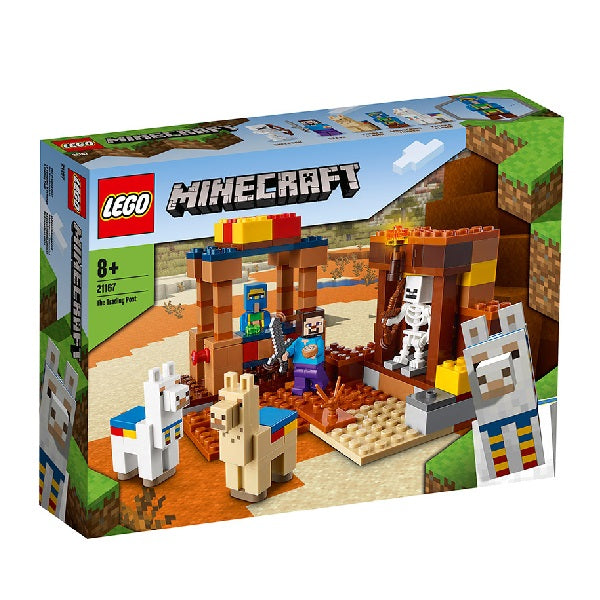 Confezione originale Lego con loghi minecraft il trading post colori azzurro bianco marrone