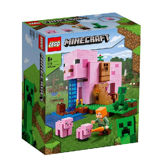 Confezione originale Lego con loghi minecraft la pig house colori verde blu rosa marrone