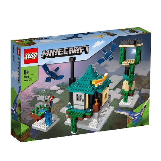 Confezione originale Lego con loghi minecraft sky tower colori verde azzurro grigio