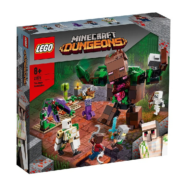 Confezione originale Lego con loghi minecraft doungeons abominio giungla colori verde grigio marrone