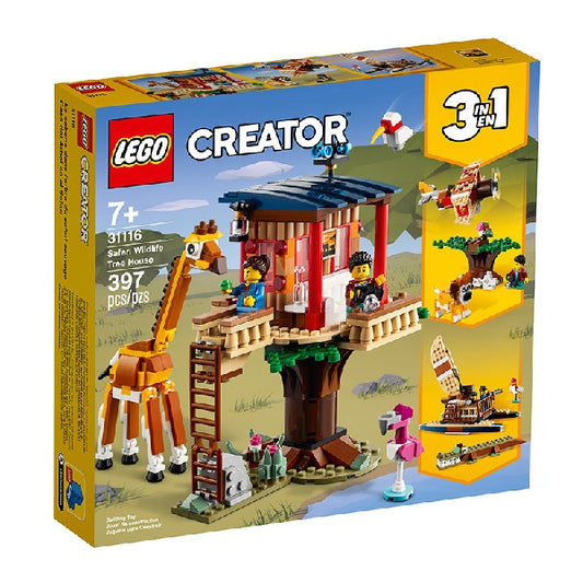 Confezione originale Lego con loghi creator casa sull'albero safari colori giallo azzurro rosso marrone verde