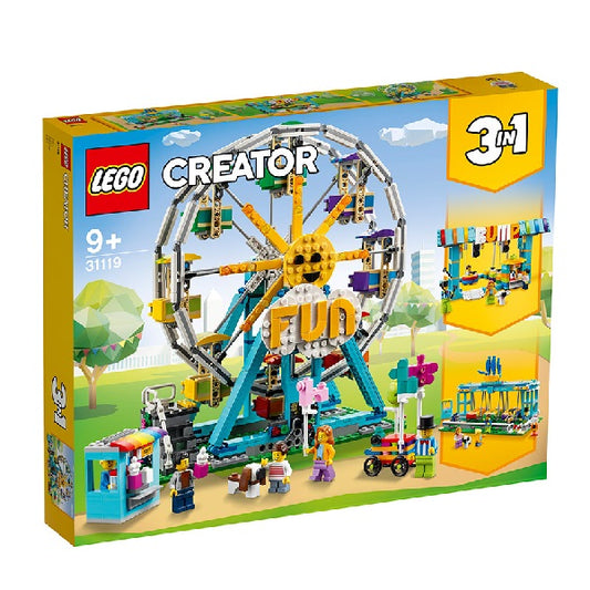 Confezione originale Lego con loghi creator ruota panoramica colori giallo azzurro grigio verde
