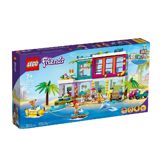 Confezione originale Lego con loghi friends casa vacanze sulla spiaggia colori azzurro verde bianco viola