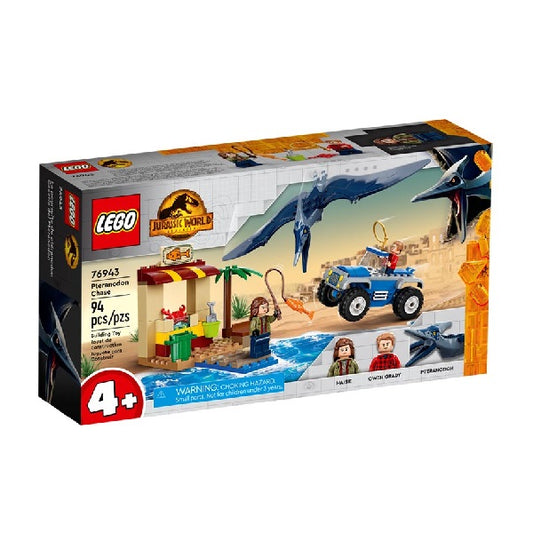 Confezione originale Lego con loghi jurassic world inseguimento Pteranodonte colori rosso giallo azzurro