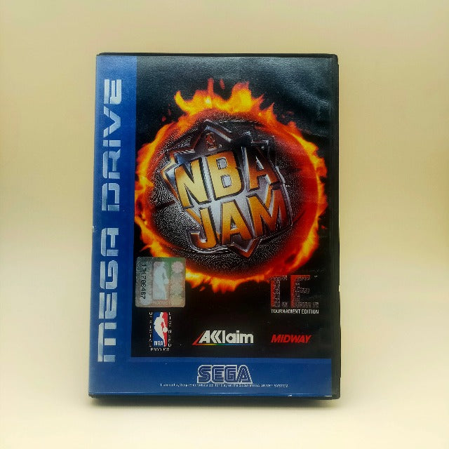 NBA Jam T.E. Tournament Edition Sega Megadrive Acclaim PAL, pallone da basket infuocato con scritta nba jam in copertina
