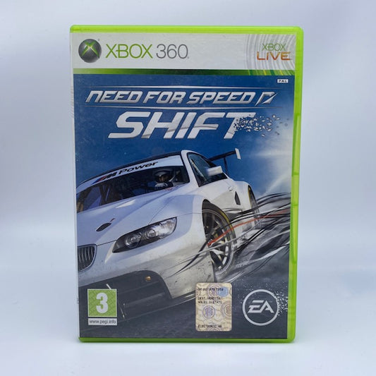 Need For Speed Shift X360 Xbox 360 EA Pal Ita, sfondo blu, macchina bianca in copertina