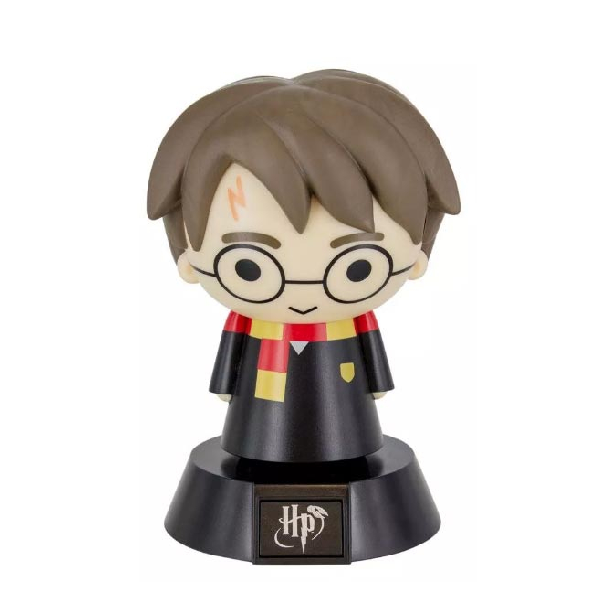 Mini lampada a forma di personaggio Harry Potter, veste nera con sciarpa giallo rossa.