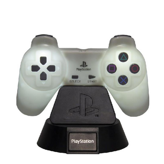Mini lampada paladone a forma di controller joypad PlayStation 1. Colore grigio.