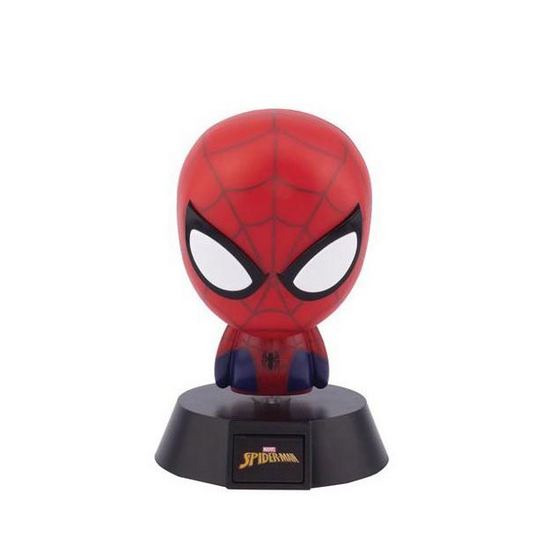 Mini lampada a forma di personaggio Spider-man della Marvel, colore rosso e blu.
