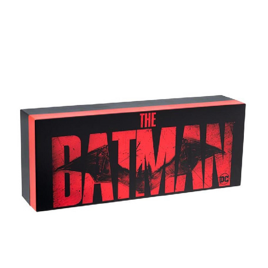 Lampada rettangolare con logo The Batman (Film 2022) rosso e nero. Alimentazione USB o batterie.