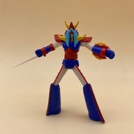 Raideen-Reideen Minifigure Bandai 8CM , robot anni 70, rosso,blu,giallo e grigio