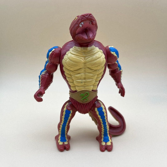 Rattler Masters of the Universe MOTU Mattel 1985, personaggio serpente a sonagli rosso, gialllo e blu, collo allungabile