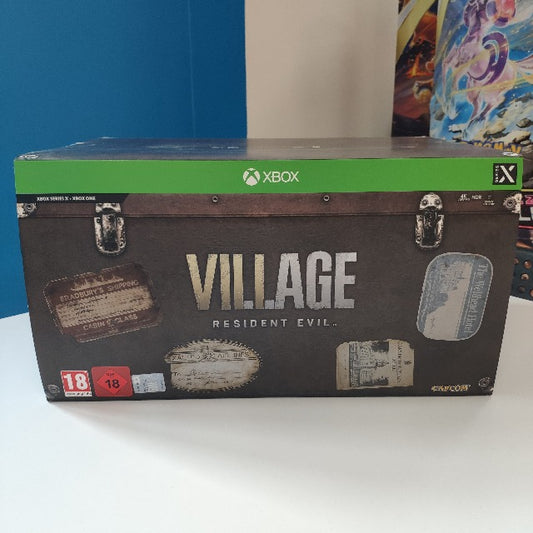 Resident Evil 8 Village Collector's/Limited Edition Xbox One/Series X/S, capcom, survival horror, baule con adesivi e striscia verde xbox