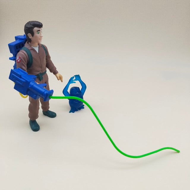 The Real Ghostbusters Peter Venkman Fantasma Kenner 1984, peter venkman con zaino protonico e fantasma blu